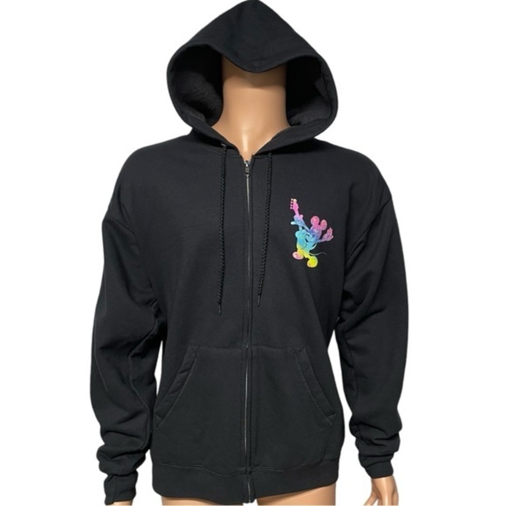 Disney Parks Black L Mickey Rock + Rollercoaster G-Force Records Hoodie in EUC